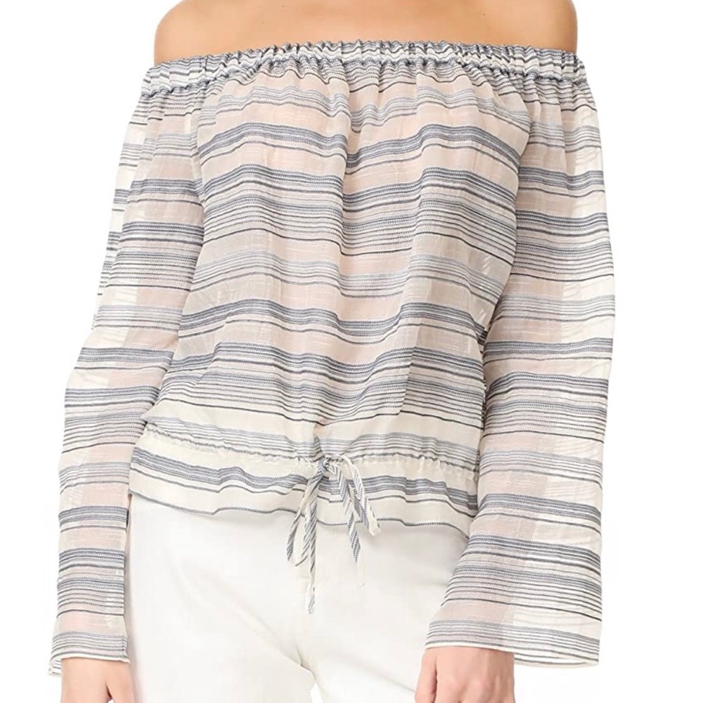 Theory striped off the shoulder blouse
